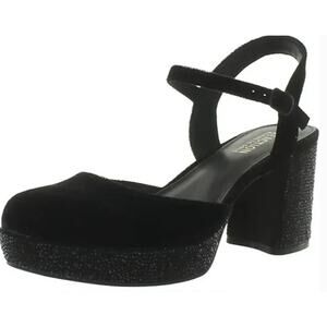 REACTION KENNETH COLE Indya Crystal Pavè Platform Velvet women's Pump Black 11